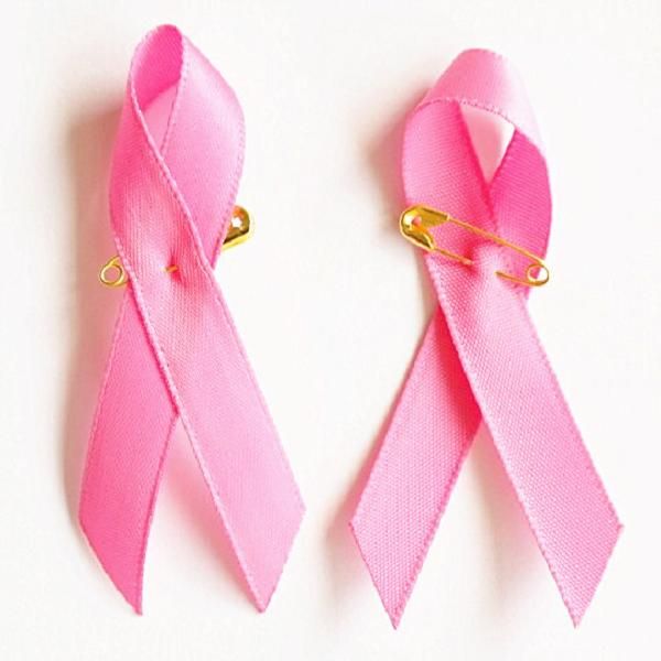 

2022 cost-effective pink breast cancer awareness ribbon bow brooch gold safty pin cancer ribbon charms, Pink;blue