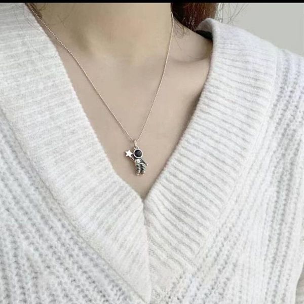 

pendant necklaces minimalist lovers matching friendship spaceman astronaut couple necklace party jewelry anniversary gift, Silver