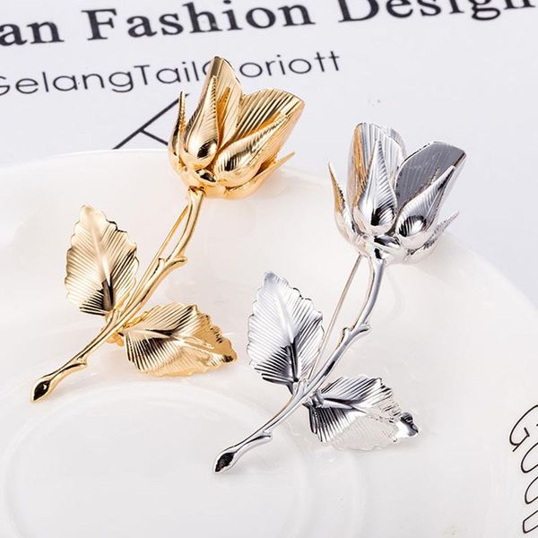 

pins, brooches metal flower brooch pin for women men korean temperament suit cloth accessories custom jewelry gift, Gray