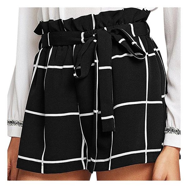 

women's shorts harajuku women fashion casual straight-leg plaid sports short femme oversized loose spodenki damskie, White;black