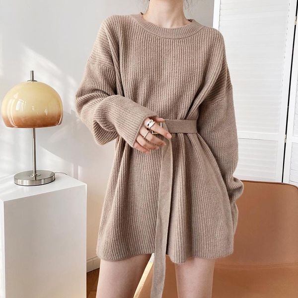 

women's sweaters in long sweater dress sets head to add thick languid lazy close waist round get bottom apricot knit skirt, White;black