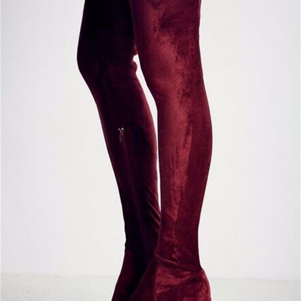 

boot stretch unleaded wagon cock high heel about knee-high heels to women shoes by woman winter boots, Black