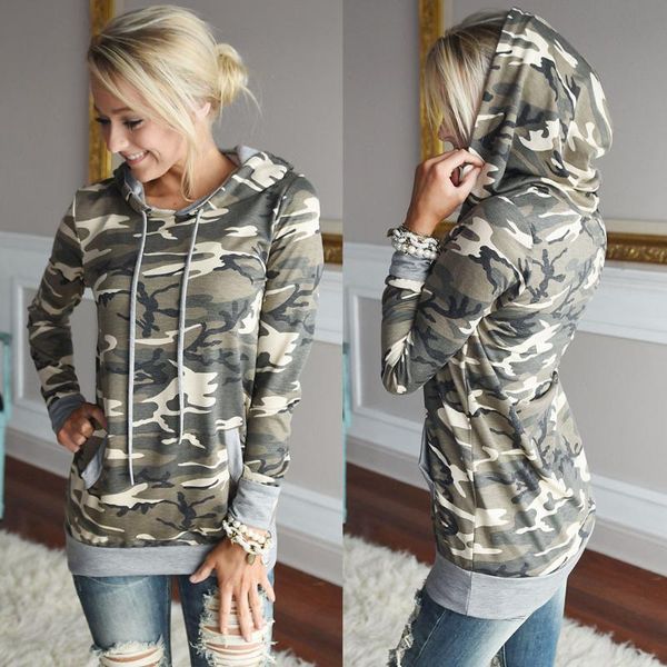 

women's hoodies & sweatshirts womens camouflage printing pocket hoodie sweatshirt hooded pullover blouse long sleeve sweatshirt#30, Black