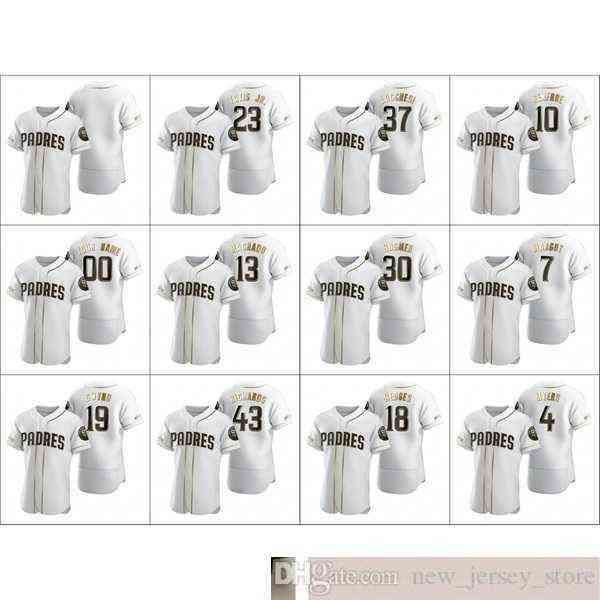 

2022 baseball mens #23 fernando tatis jr. 13 manny machado 19 tony gwynn lucchesi custom women youth white golden edition jersey, Black