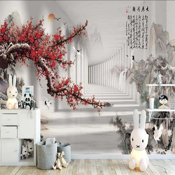 

wallpapers milofi 3d custom wallpaper plum blossom diagram