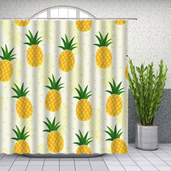 

shower curtains pineapple yellow fruit green leaf bathroom decor accessories durable waterproof polyester cloth curtain 180cm