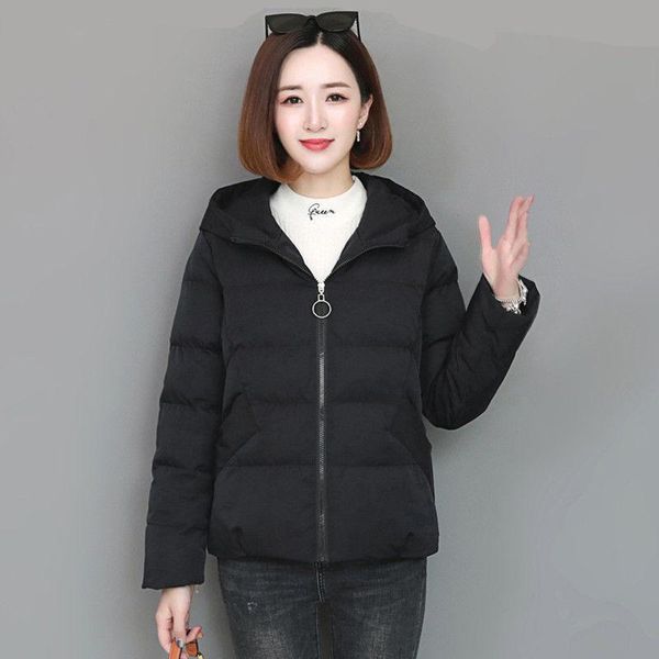 

women's down & parkas 2021 short winter jacket women oversize parka coat warm thick cotton loose hooded padded b26512, Black