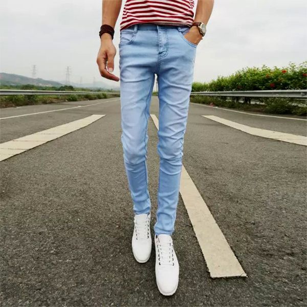 

men's korean leg jeans pants, Blue