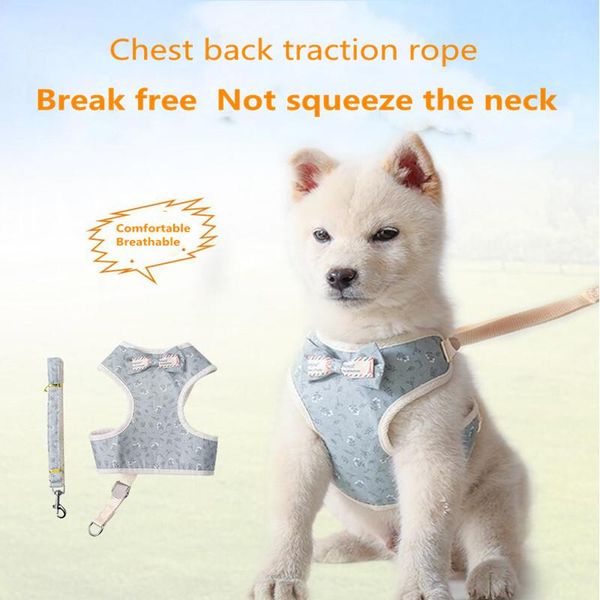 

bowknot dog leash pet supplies cats dogs small and medium-sized chest harness set collars & leashes