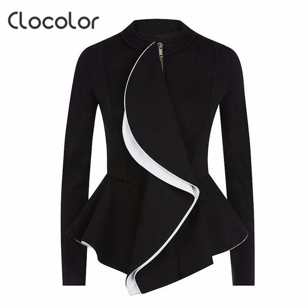 

exquisite high-end suit ear door zipper long sleeve women's 8621#, White;black