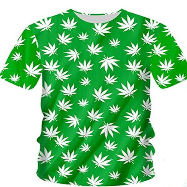 

men's t-shirts t-shirt green leaf 3d unisex, White;black