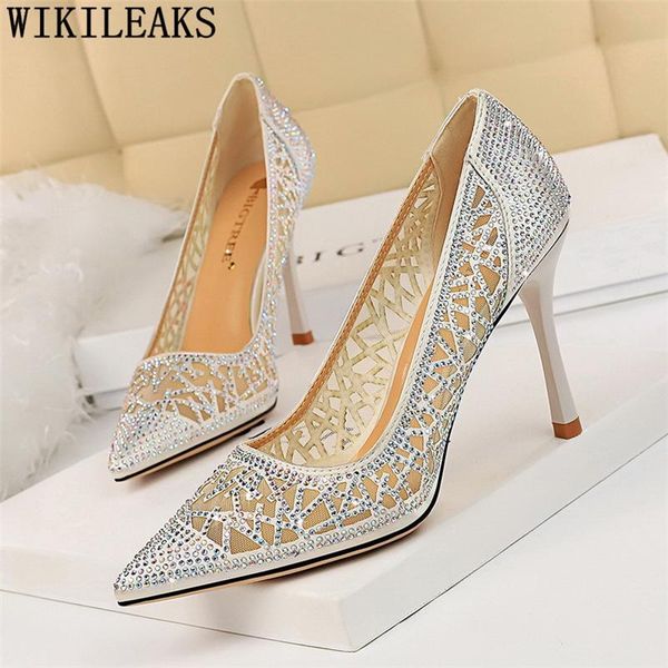 

dress shoes wedding bride crystal heels designer women luxury 2021 rhinestone pumps stiletto fetish high, Black