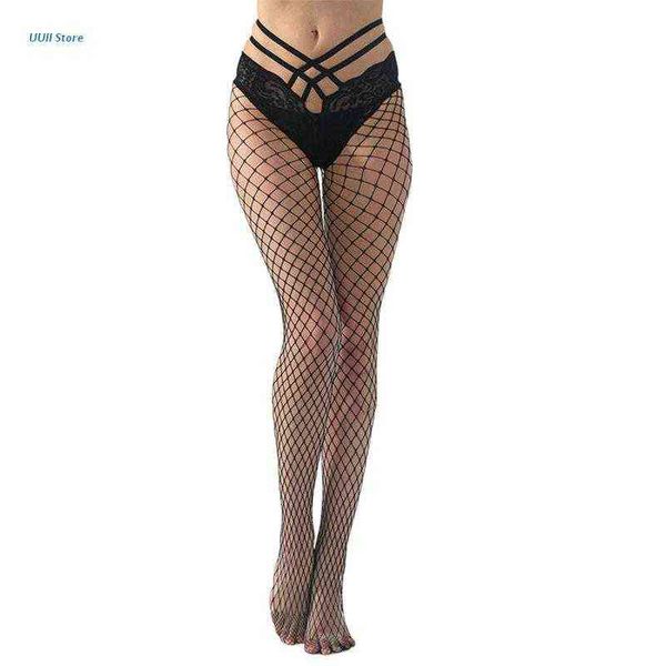 

womens seductive fishnet pantyhose with cross strappy lace panty thong high waist sheer mesh tights stockings w220312, Red;black