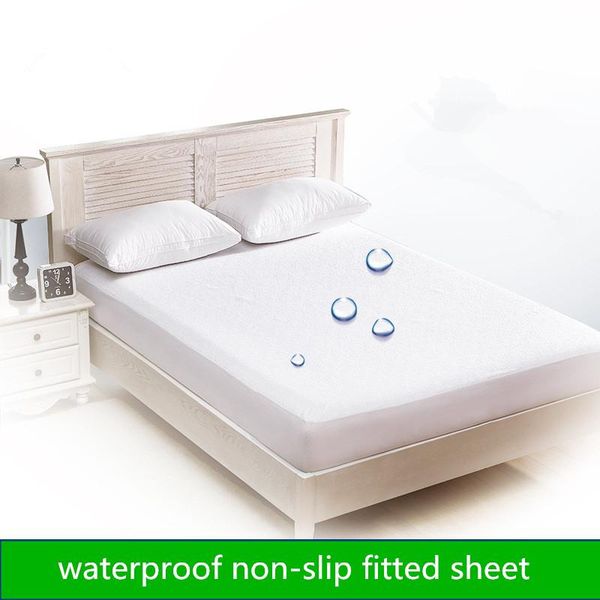 

sheets & sets solid color terry cloth double layer waterproof bed mattress cover separates baby urine anti-skid 1.8m size fitted sheet