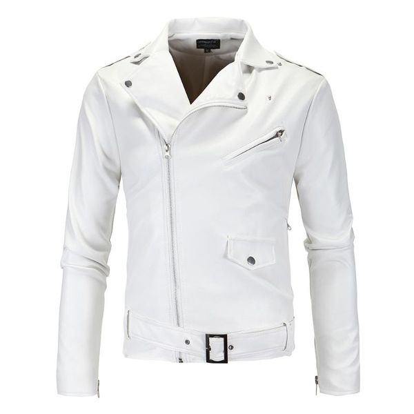 

men's fur & faux 2021 long sleeve zipper closure turn down collar men motorcycle pu leather jacket white biker jackets for m-4xl punk g, Black