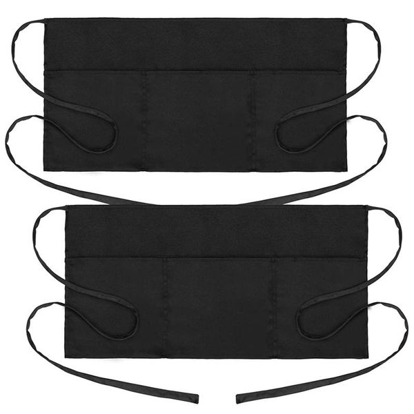 

aprons 3 pocket waitress aprons, waiter server waist for women men, black