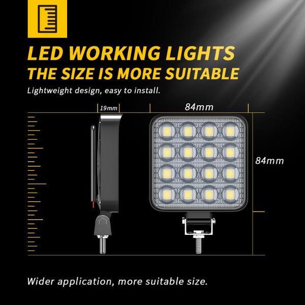 

working light forklift square work headlights 16-led off-road vehicle 1pc truck