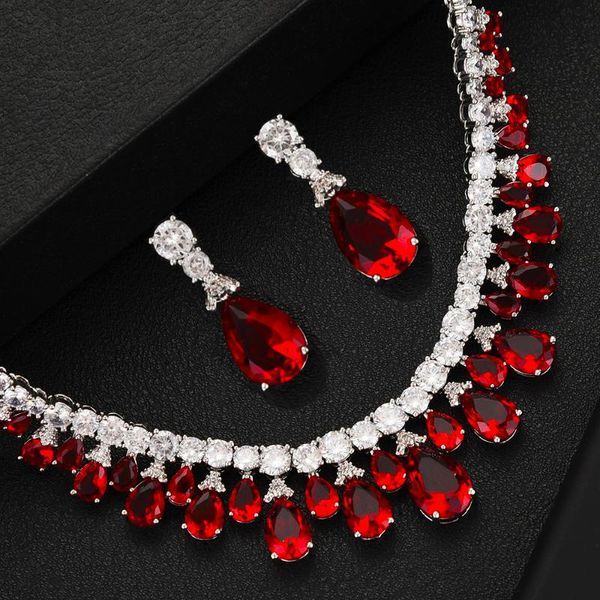 

earrings & necklace missvikki luxury nigeria 2pcs bridal wedding cubic zirconia jewelry sets for women party set, Silver