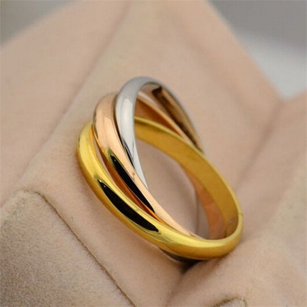 

2021 new style classic 3 rounds ring sets women stainless steel wedding engagement female finger jewelry never fade 1588 q2, Silver