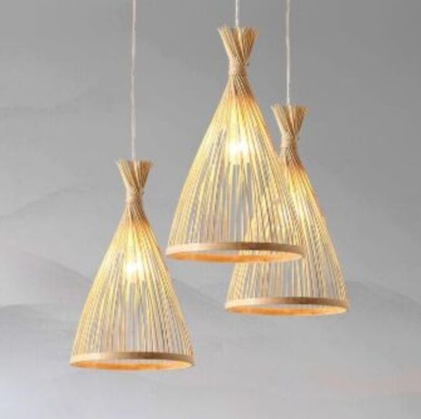 Wood pingente luz moderno bambu jantar luz loft nórdico lâmpada pingente lâmpada lâmpada design quarto sala de jantar luz e27