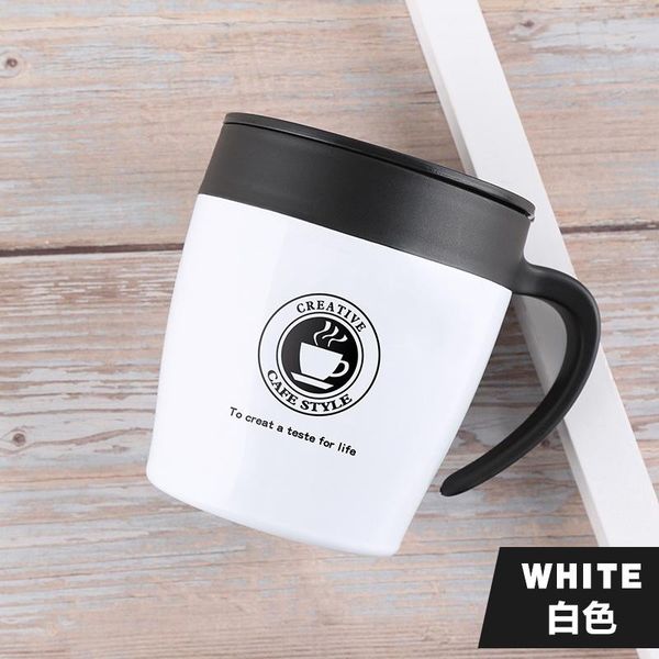 

mugs home kitchen coffee mug with lid spoon handle stainless steel cup leakproof non-slip bottom reusable travel drinks insulated