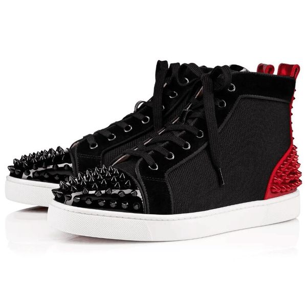 

dark green suede leather back rviets bottom men sneakers red soles rubber bootom homme spikes iii patent kmj004, Red;white