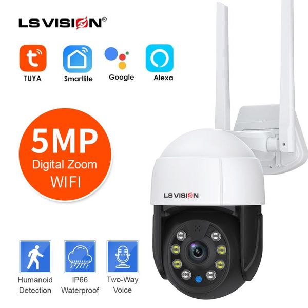 

cameras tuya smart camera outdoor 5mp ip wifi work with google home alexa ptz ai auto human detection cctv surveillance