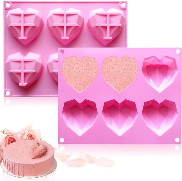 

chocolate mold special 3d diamond heart love shape cake mould food grade silicone mold non-stick mold for cake decoration candy ice cube ld6