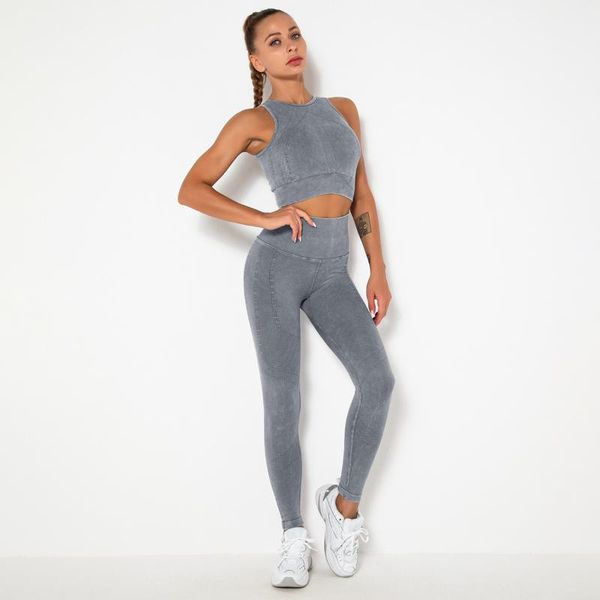 

yoga outfit women sportswear set gym clothes tracksuit sleeveless crop high waist seamless leggings for fitness sports short suits