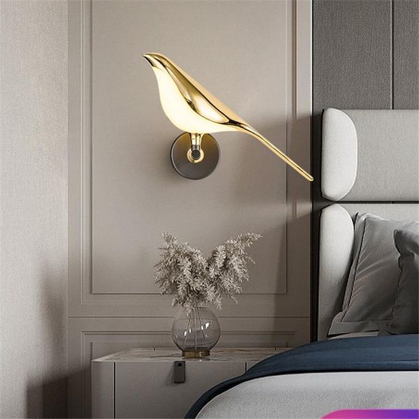 

hallway stairs sconce bedroom wall light designer decor lighting fixtures postmodern creativity gold plating bird led lamps