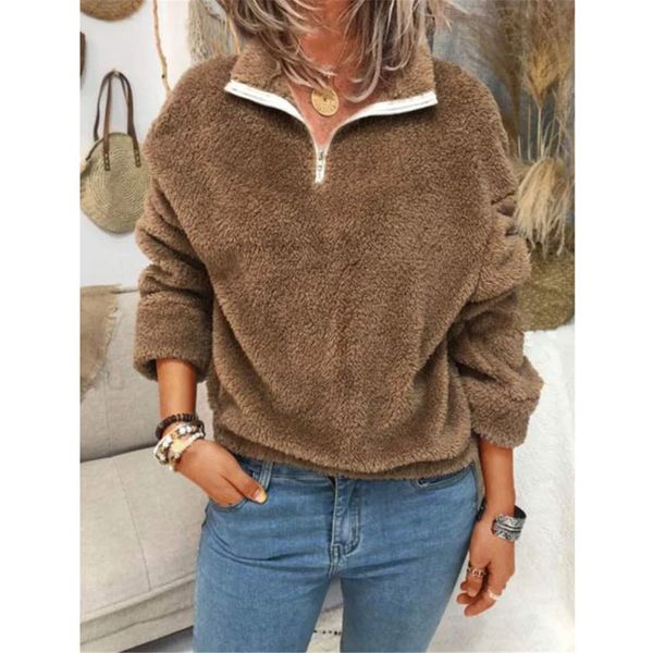 

hoodies female hoodie half zip neck stuffed shirt plus fleece size feminine, Black