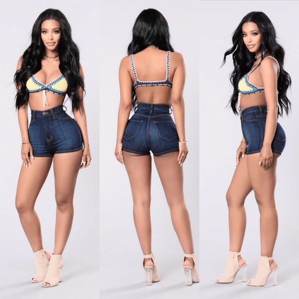 

women's shorts new summer tights high waist jeans, White;black