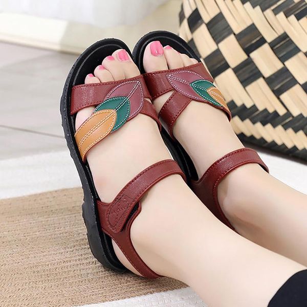 

sandals large size 42 43 female summer leisure women's shoes hook loop fashion peep toe, Black