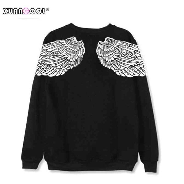 

xuancool 2021 black sweatshirts lovers couple streetwear shirts long sve tracksuits cloth angel wings s-xxl