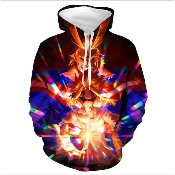 

patterned men's 3d colorful anime print hoodie visual impact party punk gothic round neck sweater hoodie sweater, Black