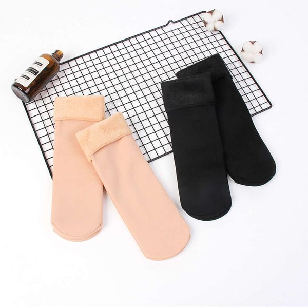 

winter lady's snow thick, warm, ladies' pure socks., Black;white