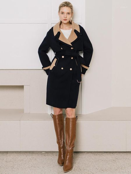 

women's wool & blends 2021 winter woolen coat, Black