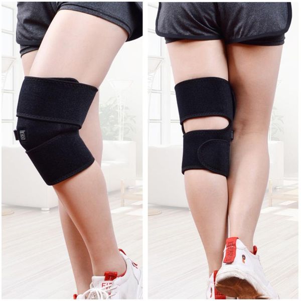 

heated knee brace wrap support portable infrared heating pad for pain relief us plug wrist, Black;red