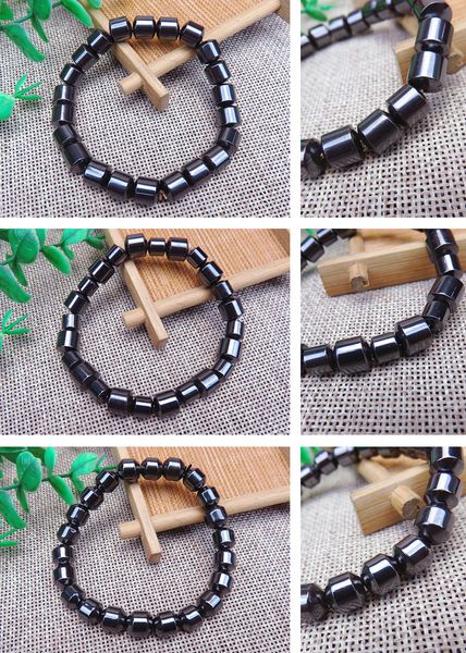 

hand strands hematite bracelets round bead cylindrical magnetic magnet bracelet therapy wristband wrap wholesale jewelry, Black
