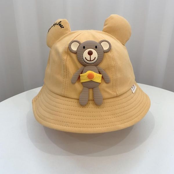 

wide brim hats arrival sun visor hat for kids boys girls cute bear doll bucket summer sunscreen beach fisherman cap gorras mujer a40, Blue;gray