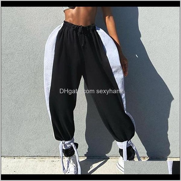 

capris womens clothing apparel drop delivery 2021 fashion women highwaisted sweatpants ripped matching color spliced high waist long harem p, Black;white