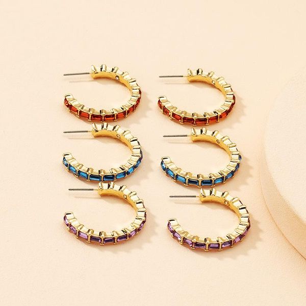 

hoop & huggie vintage c circle bamboo earrings girls 2021 gold color crystal for women kpop ins street jewelry birthday gift, Golden;silver