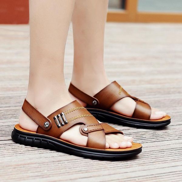 

sandals em vietnam samool geta in homme flat de mens homens sandalhas s masculina beach genuine sandalias shoes dress slip men, Black