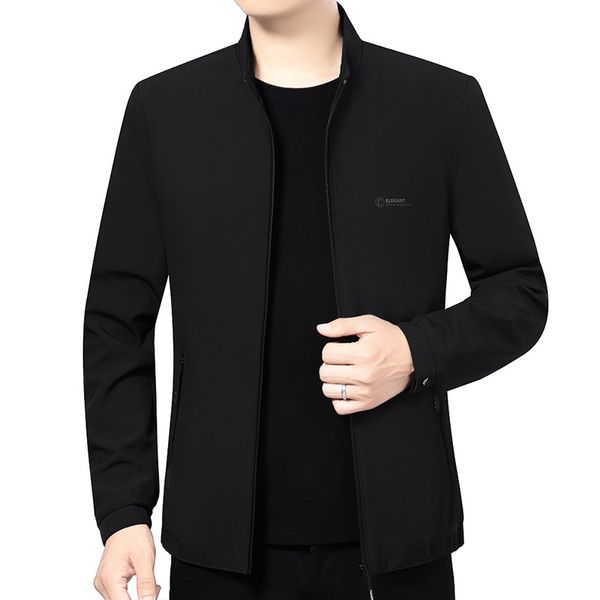 

men's coat and autumn jacket 2021 new spring collar business solid color middle age loose casual dad, Black;brown