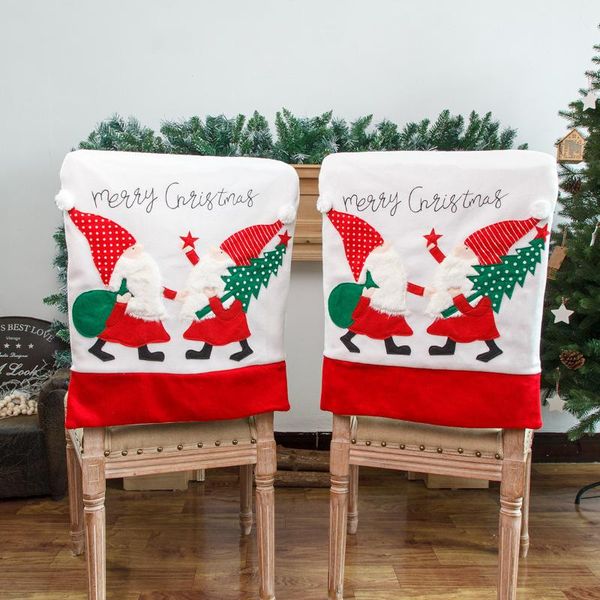 

chair covers 2/4/6pc faceless elf christmas embroidery back cover cute dwarf xmas home dinning table kitchen decoration