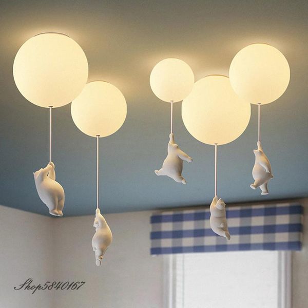 

ceiling lights modern polar bear lamp creative cartoon hanging light for children room bedroom loft living luminaire