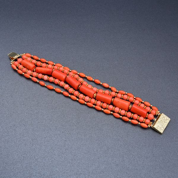 

guaiguai jewelry 5 strands multi shape orange coral bracelet handmade for women real lady fashion jewellry, Black