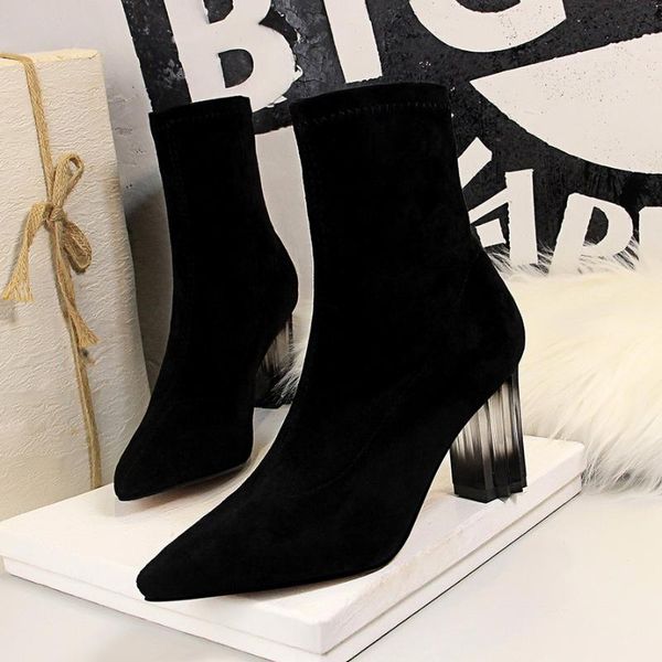 

boots anance spring and autumn women's shoes ladies high heels simple office pointed casual dress, Black