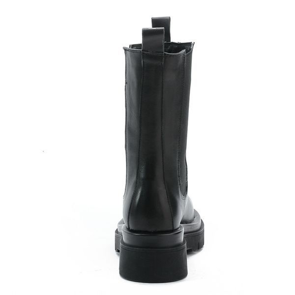

asumer autumn genuine winter leather round toe thick footwear women's boots, Black