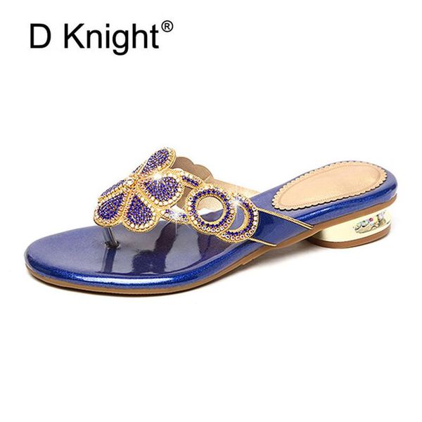 

slippers summer women mules design sandals square sole crystak slides low heel shoes bling clip toe woman flip flops, Black
